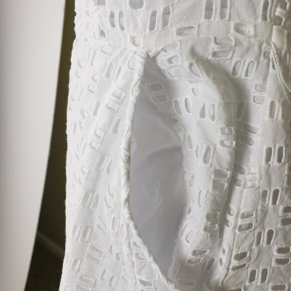 Anthropologie Cotton White Eyelet Romper Dress 4 Culottes  *SLIGHT FLAW* - Picture 9 of 13
